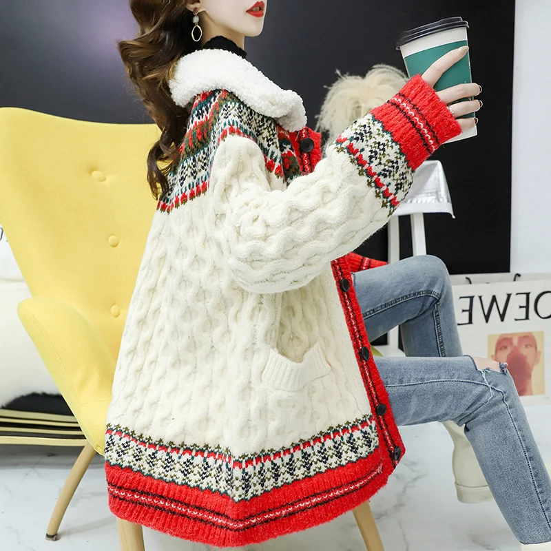 New 2020 Women's Knitwear Autumn Winter Ugly Christmas Sweater Cardigans Single Breasted Oversize Korean Ladies Sweaters Jacket