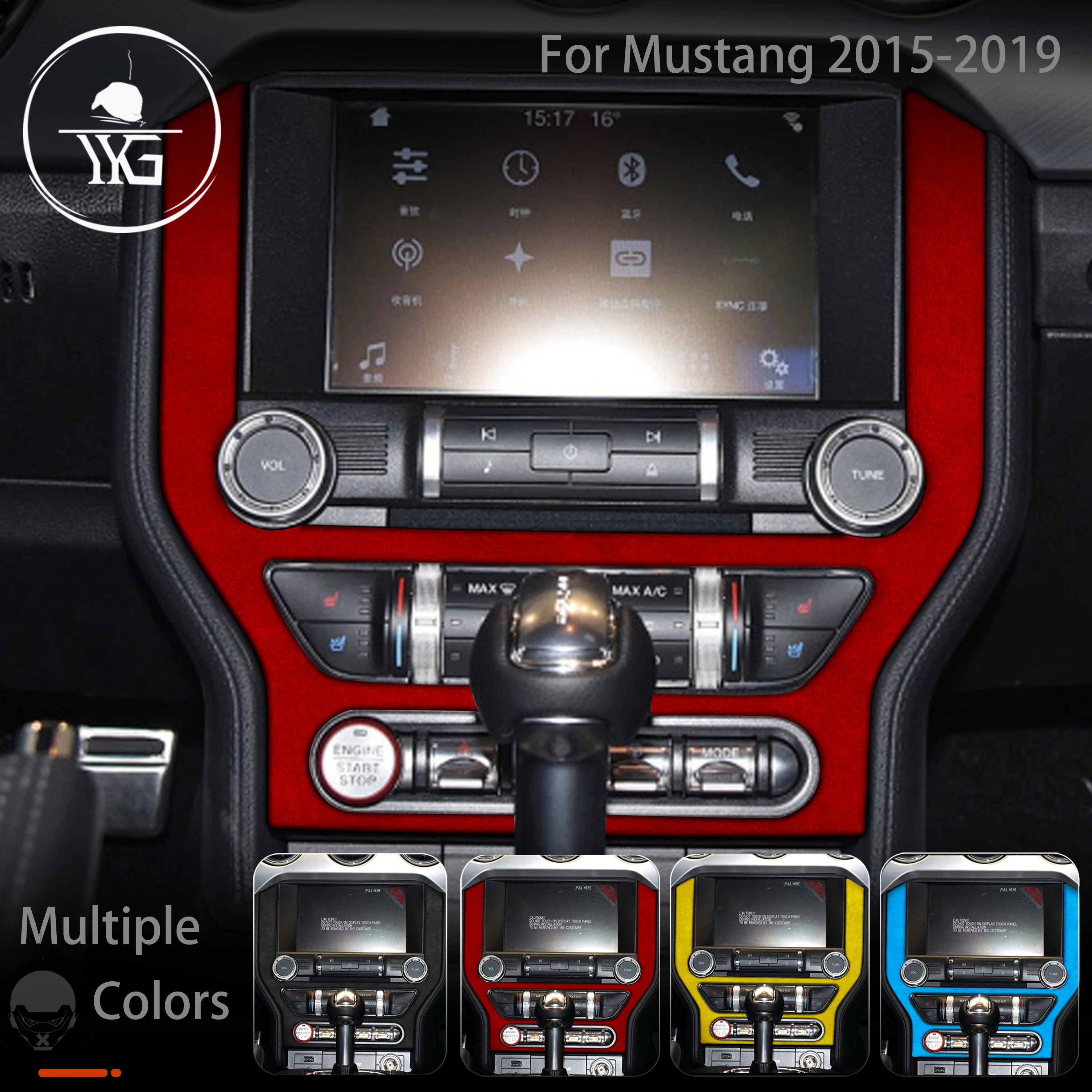 

Поворотная меховая замшевая оболочка для Ford Mustang 2015-2020, автомобильная фотомагнитола ABS, литье, навигационная консоль, отделка, автомобильные...