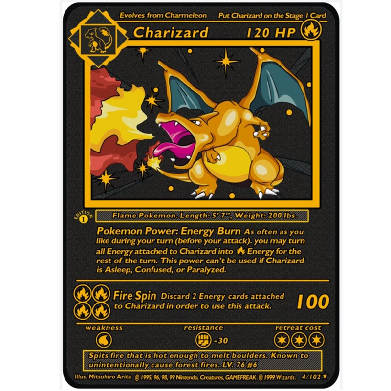 

Карты Pokemon Dark Charizard DX, металлическая карта, блестящая модель V MAX V, коллекция карт, Детская игра, искусственный подарок