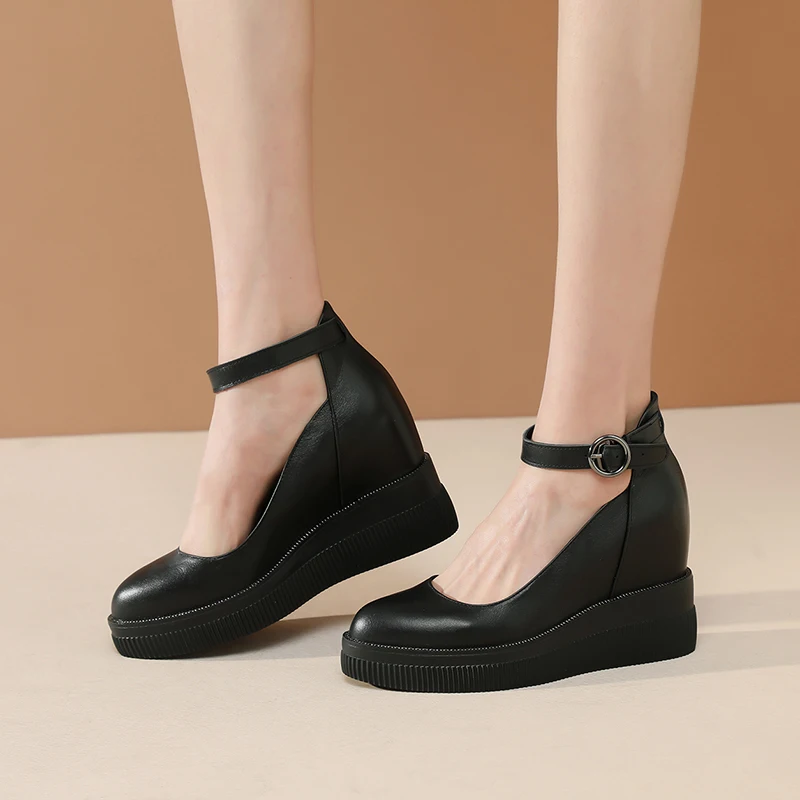 

EGONERY Women Genuine Leather Leisure Shoes spring New Style Fashion Pointed Toe Concise Solid color soft Concise ventilation