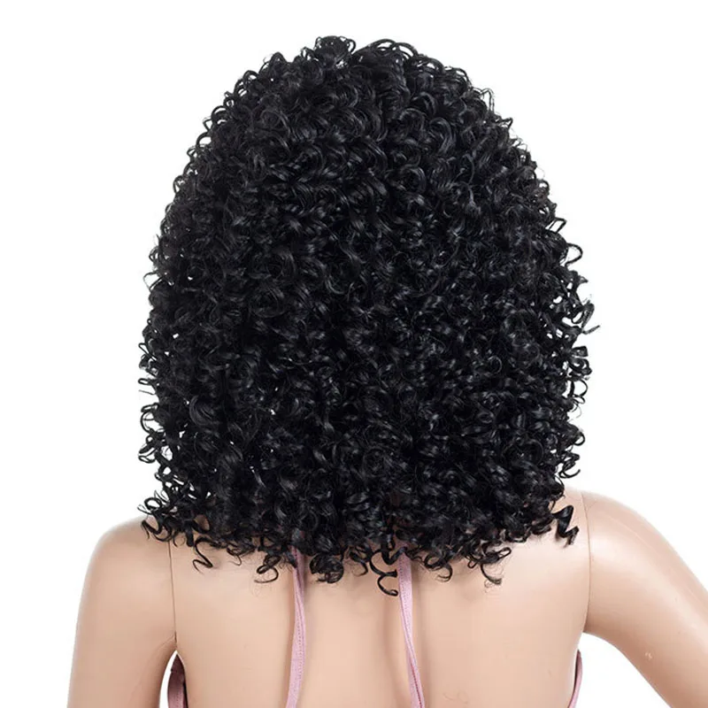 

SINUO Synthetic Kinky Curly Wigs with Bang 14 Inch Full Mechanism Ombre Short High Temperature Fiber for Woman Cosplay Party