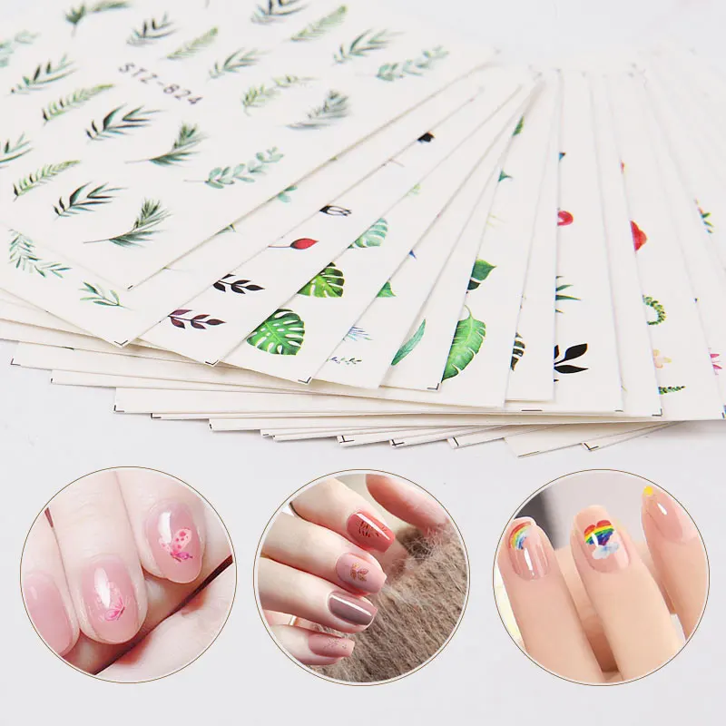 1 лист зеленый наклейки для дизайна ногтей кружева цветок ожерелье фрукты перо