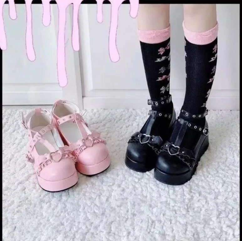 

Brand Fashion Female Lolita Cute Women's Pumps Platform Wedges High Heels Pumps Sweet Gothic Cosplay Shoes Woman