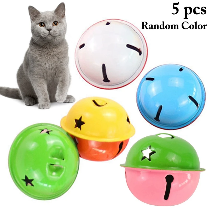 

5PCS 2.17in Random Color Kitten Bell Toys Cute Cat Jingle Bell Pet Bell for DIY Decoration Interactive Toys Cat Funny Chase Toys