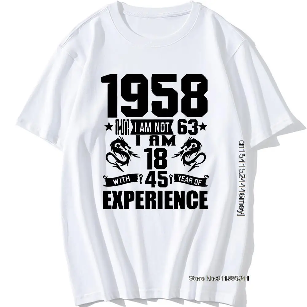 Funny Made In 1958 63th Birthday Gift Print Joke T-shirt 63 Years Awesome Husband Casual Short Sleeve Cotton T Shirts Men