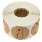 500 шт.рулон, круглые наклейки-этикетки из крафт-бумаги