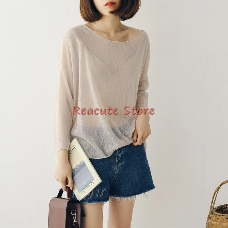 Женская тонкая трикотажная футболка с рукавом летучая мышь свободного