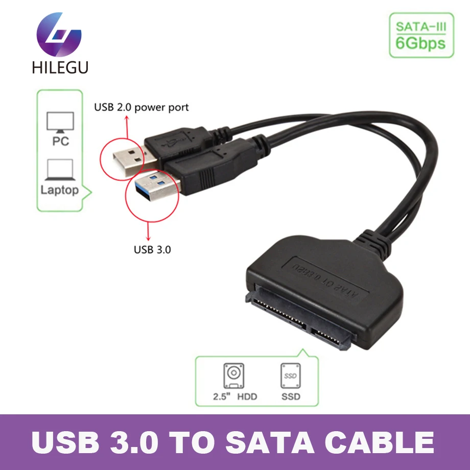 

USB 3.0 SATA 22-контактный адаптер для 2,5-дюймового HDD SSD высокого качества USB 3,0 к SATA внешний источник питания жесткий диск конвертер Кабель
