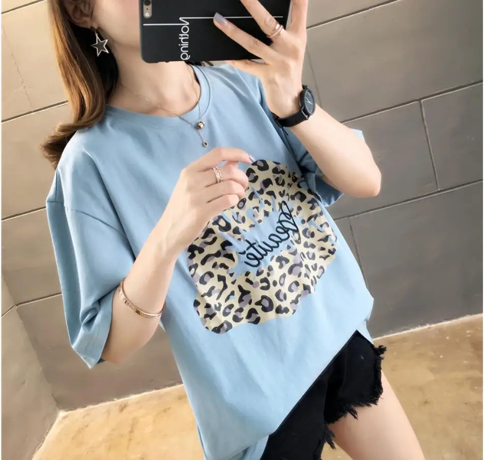 

JTFAN 2019 New Summer Women T-Shirt for Lady Student Casual White Tops Women T Shirt Love Heart Print Tshirt Female