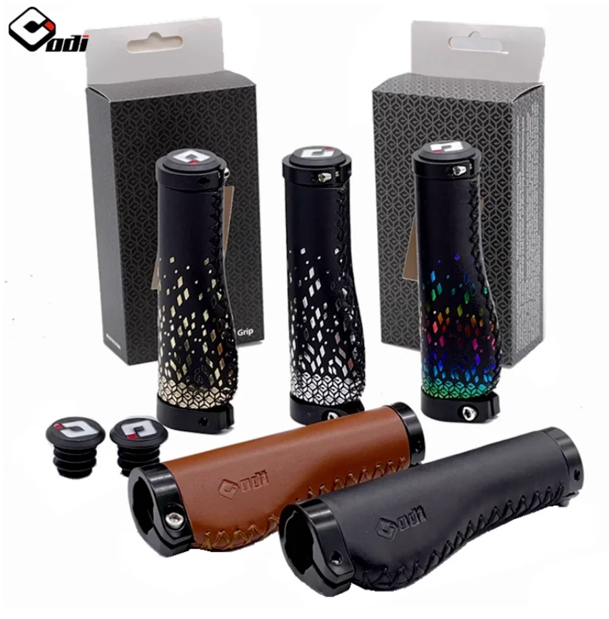 

ODI Mountain Bike Grips Leather/microfiber Leather Bicycle Handlebar Grips with Non-slip Aluminum Lock Bike Grip Cycling Part