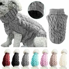 Зимний вязаный джемпер для собак, вязаная Одежда для питомцев, свитер с высоким воротником для щенков и кошек