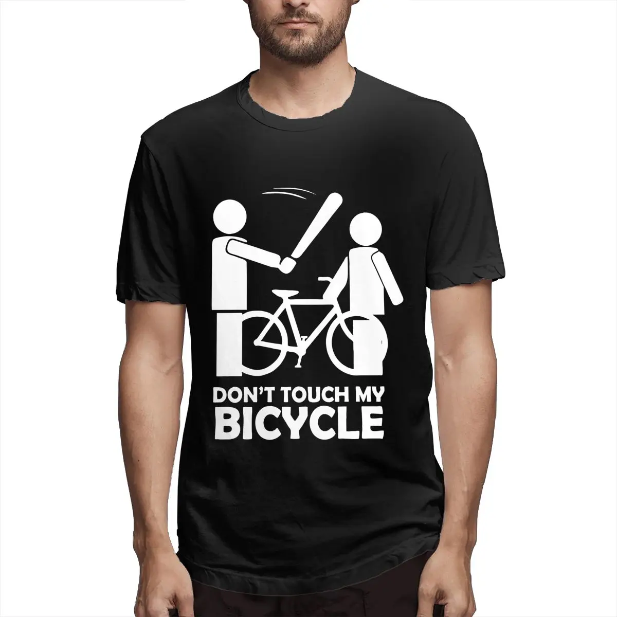 

Don't Touch My Bicycle Men Leisure Tees Short Sleeve O Neck T-Shirt Cotton Birthday Present Clothes