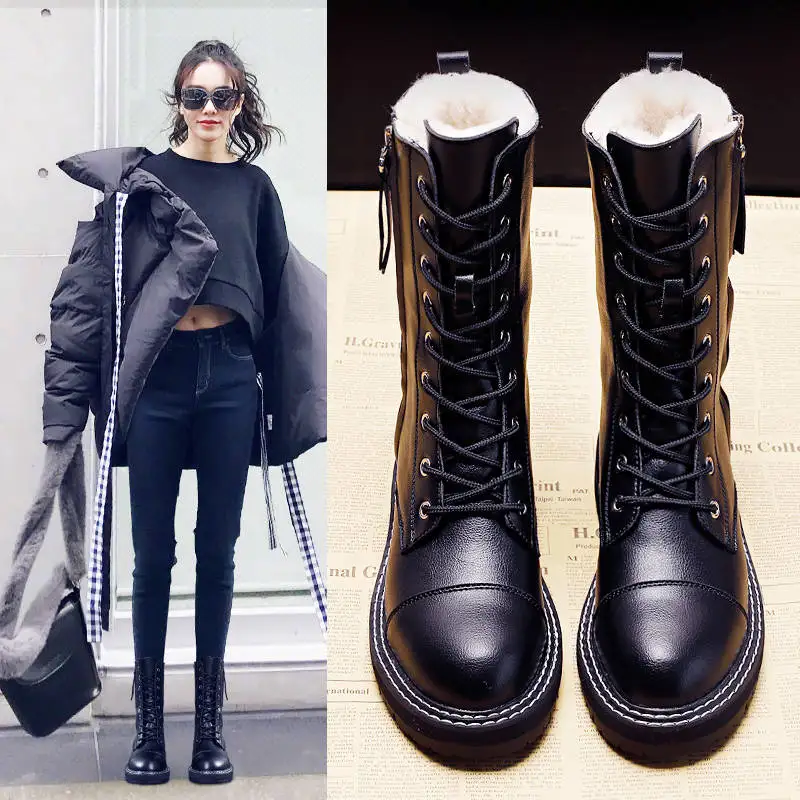 Boots Women Shoes PU Woman Wedge Solid Color Fashion Winter Ankle New Short Fur Warm Sho | Мать и ребенок