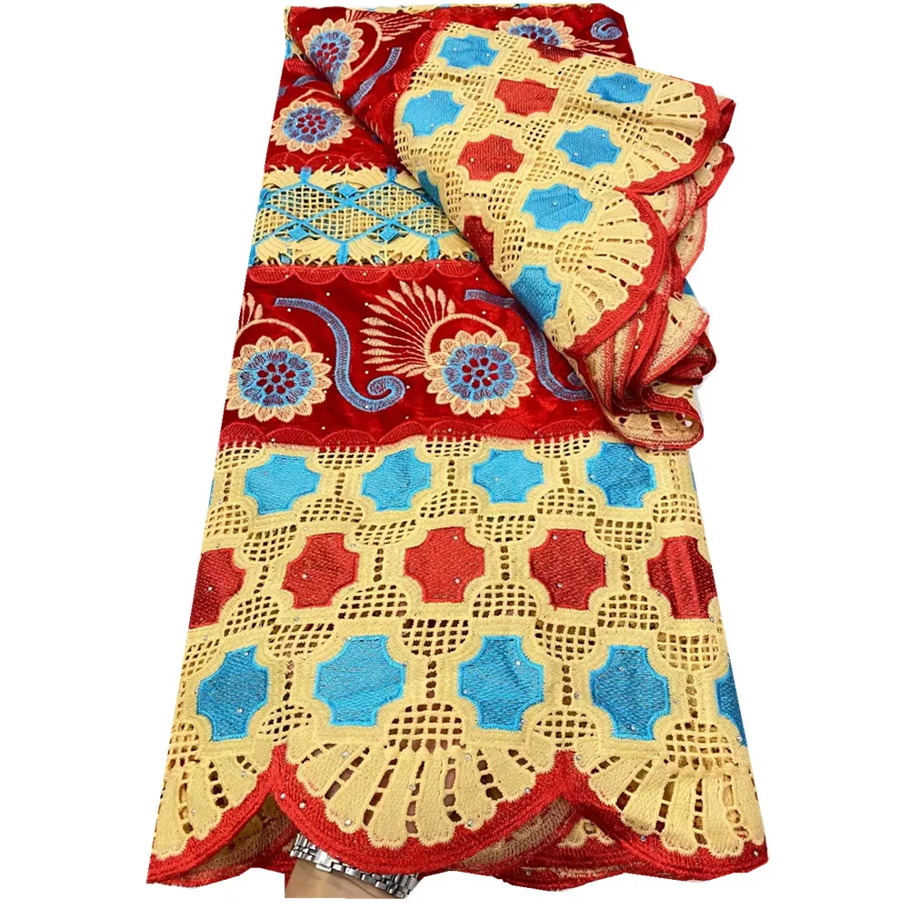 

New Style African Guipure Cord Lace 2021 High Quality Embroidery French Cord lace Velvet Lace Fabric With Stones 5 Yards DP41506