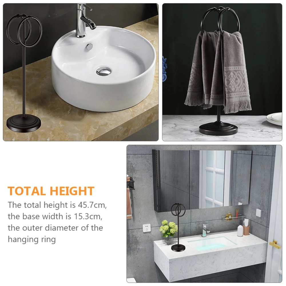 

1Pc Stainless Steel Double Rings Towel Rack Hanger Practical Towel Holder