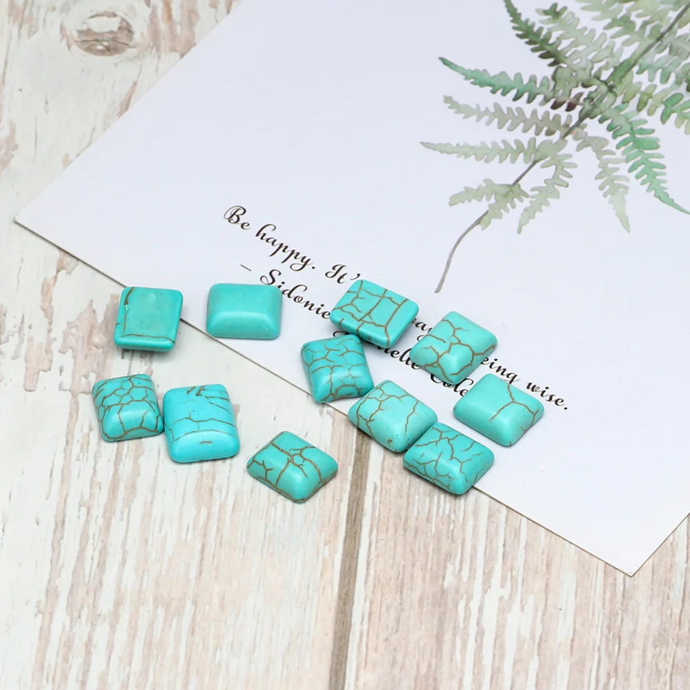 MEIBEADS 10 шт./пакет половина квадрата плоская спина Кабошон Синий Howlite камень