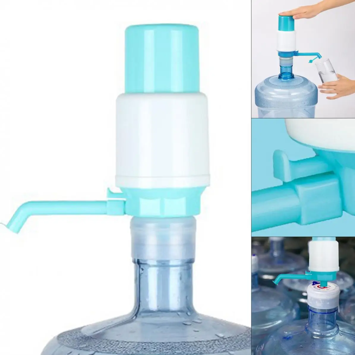 

Universal Portable Hand Pressure Manual Dispenser Water Pump with Water Stop Valve and Detachable Water Inlet Pipe