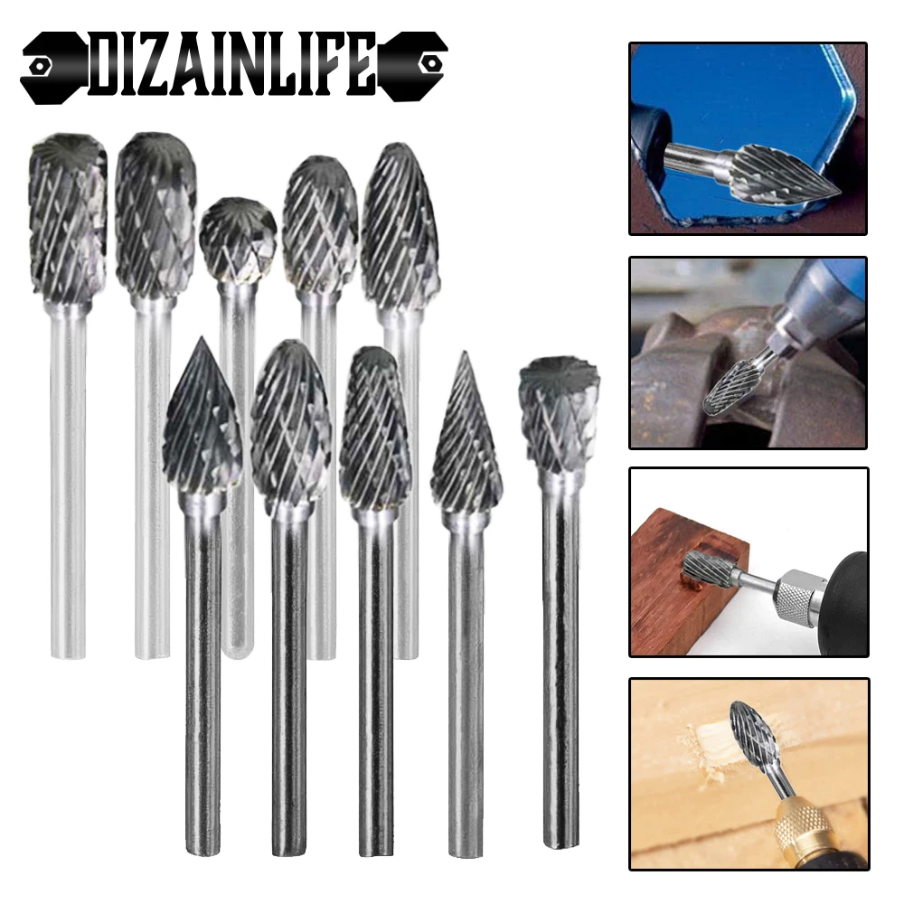 Хвостовик 1/5/10 шт. фреза из карбида вольфрама с хвостовиком 1/8 дюйма вращающийся