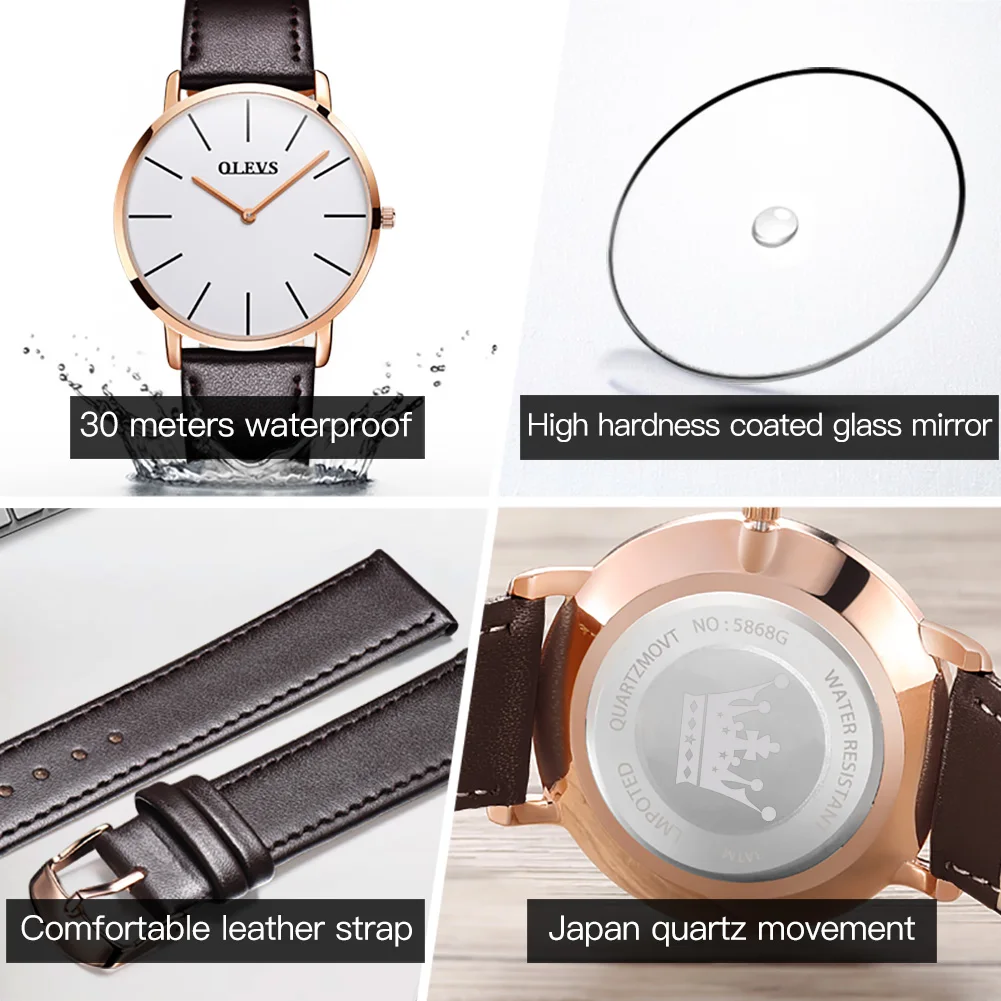 

OLEVS Top Brand Luxury Men Watch Leather Quartz Wristwatches Men's Business Watch Wristwatch Casual Clock Men Reloj de hombre