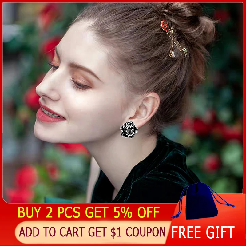 Женские винтажные серьги SINLEERY Серьги серебряного цвета с фианитом в форме розы