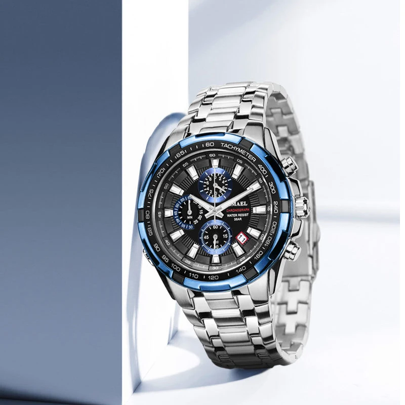 

SMAEL New Mens Watches Male Fashion Top Brand Luxury Stainless Steel Blue Quartz Watch Men Sport Waterproof Date Watch Relojes