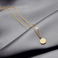 yun ruo good luck coin pendant necklace rose gold fashion titanium steel jewelry woman christmas gift never fade drop shipping