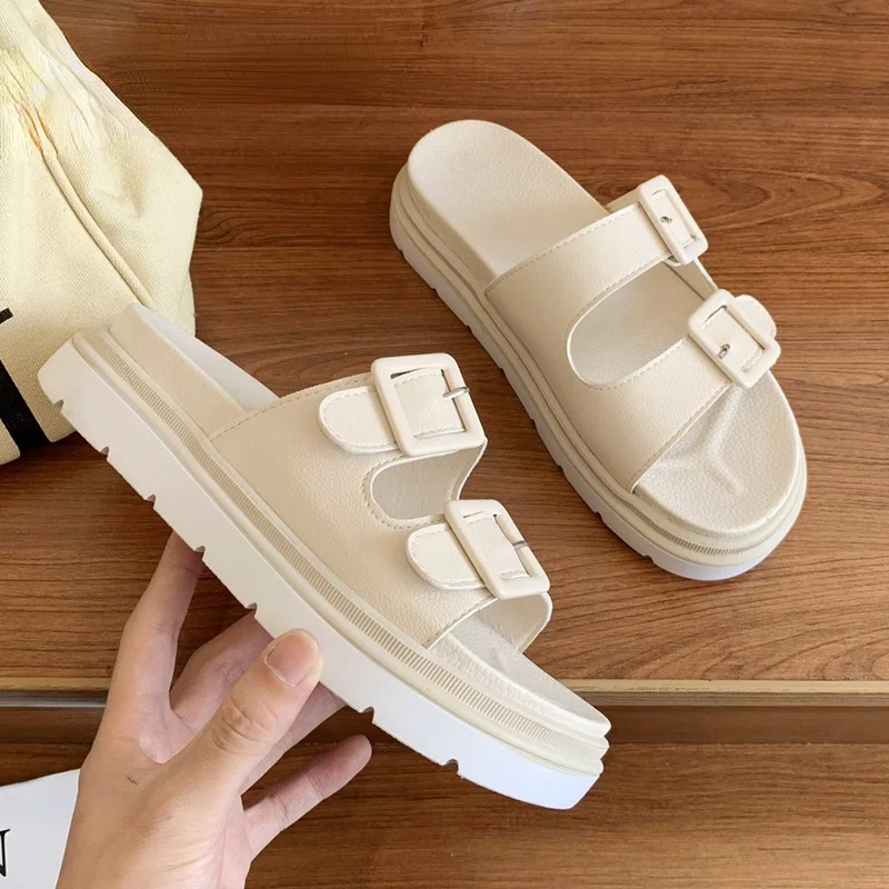

Women's Sandals 2021 Summer Fashion Women's Outdoor Slipper Chubby Slide Wedges High Heel Shoes Women's Flat Platform Slippers