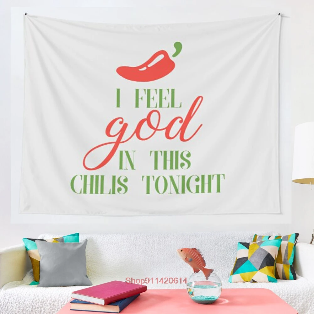 

The Office Pam Beesly I Feel God In this Chili s Tonight tapestry Wall Hanging Astrology Divination Bedspread