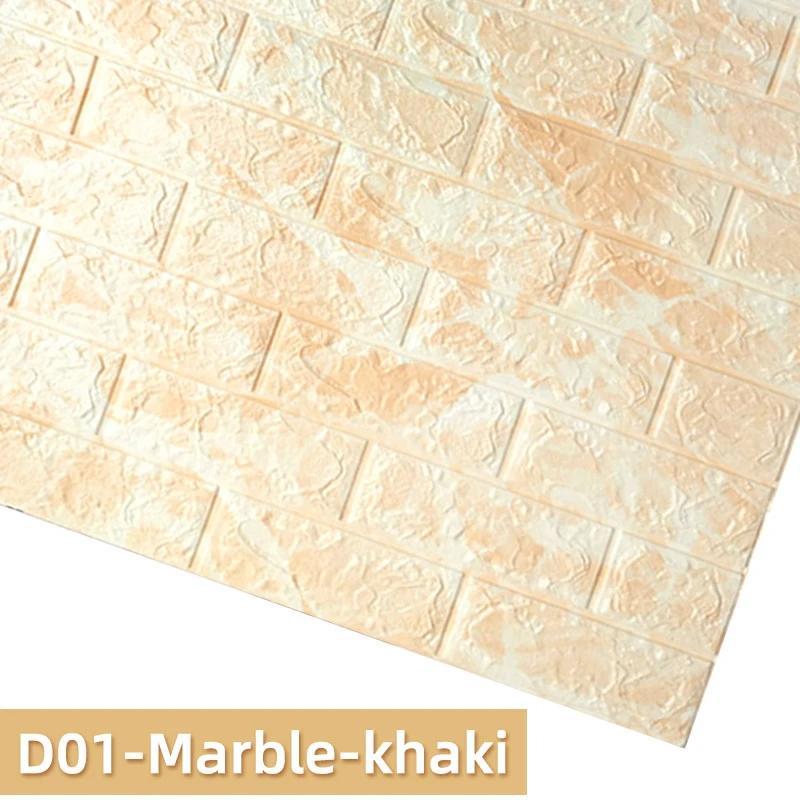 D01-Marble-Khaki Kaguyahime 3D наклейки в виде кирпичной стены DIY Декор самоклеющиеся водоотталкивающие обои для детской комнаты спальни 3D стикер на стену кирпич - Цвет: D01-Marble-Khaki