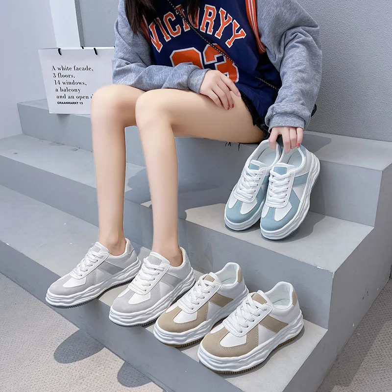 Ins han edition white shoe tide female han edition of new fund of 2021 autumn NK130 increased thick bottom running sneakers f