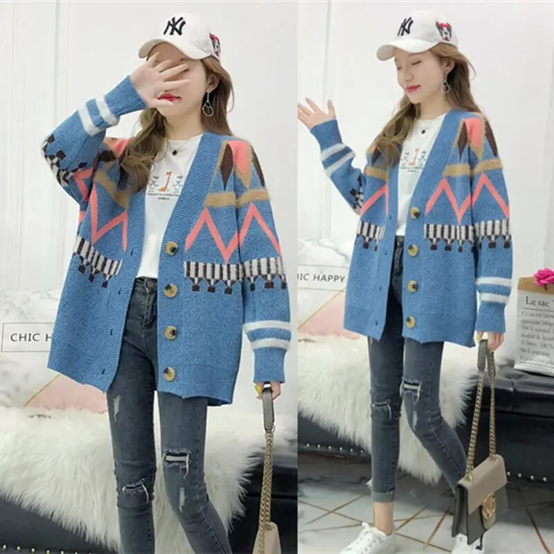 Осень зима 2019 года большие размеры женский толстый Свободный кардиган толстая