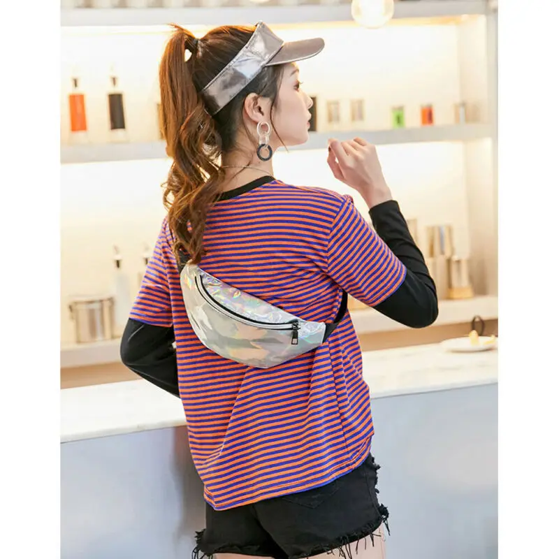 Женская модная сумка через плечо из ПУ кожи лазерная Дамская Вечерняя