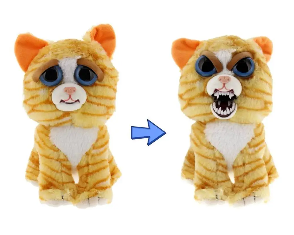 Orange Cat Growl Веселые Домашние животные, меняющие лицо, единорог, мягкие игрушки для детей, плюшевый дракон, сердитые животные, кукла панда - Цвет: Orange Cat Growl