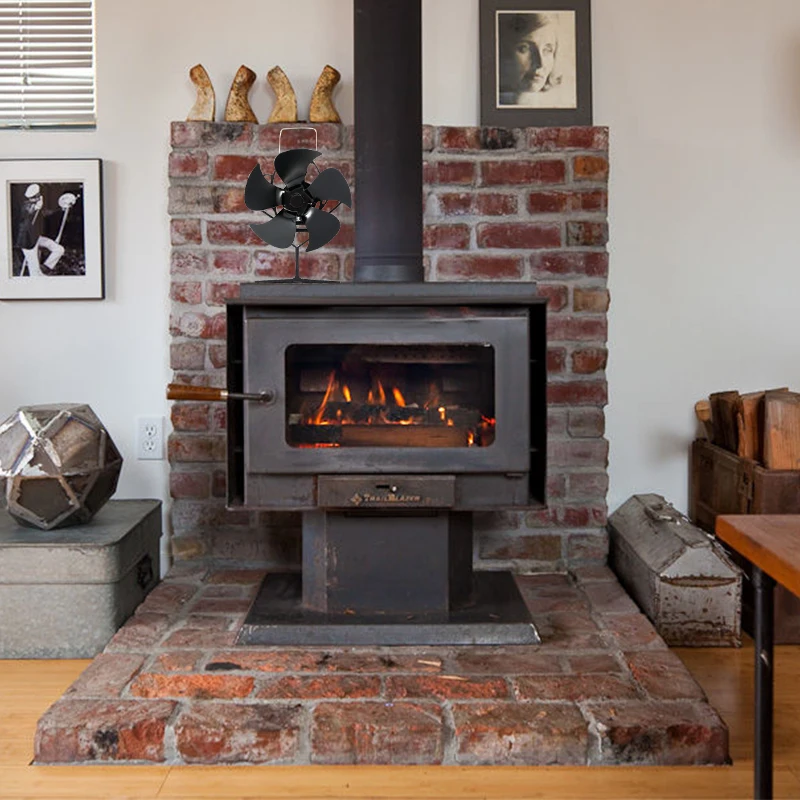 

5-blade Hot Air Stove Black Fireplace Environmentally Friendly Silent Fan Log Burner Home Efficient Heat Distribution