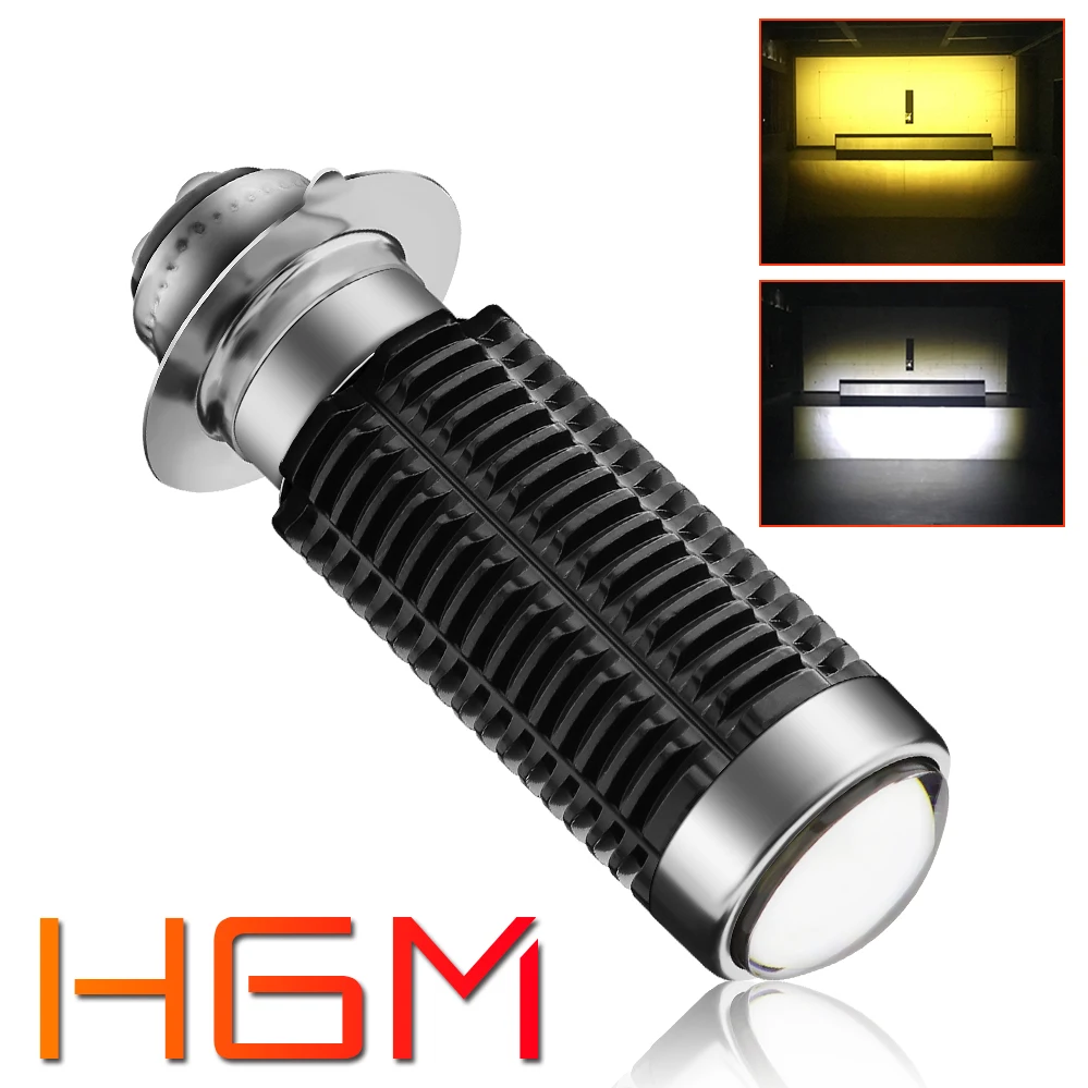 Купи P15D H6M LED Motorcycle Headlight Bulb With Lens Amber/Yellow 3000K, 6000K White High/Low Beam Double Coloer Spotlight for Yamaha за 680 рублей в магазине AliExpress