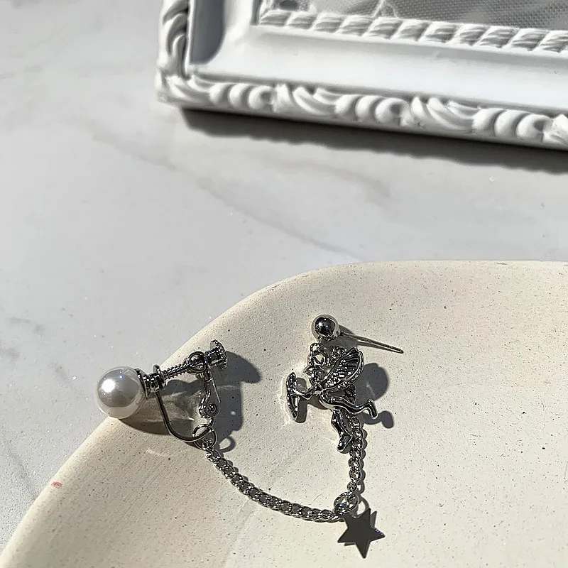 Японские и Южно корейские винтажные серебряные сережки с подвеской в форме