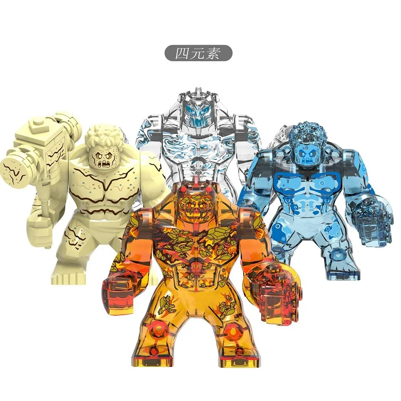 

7cm Big Model Building Blocks Wind Element FireElement Water Element EarthElemental Figures For Children Toys XH 1255 - 1258