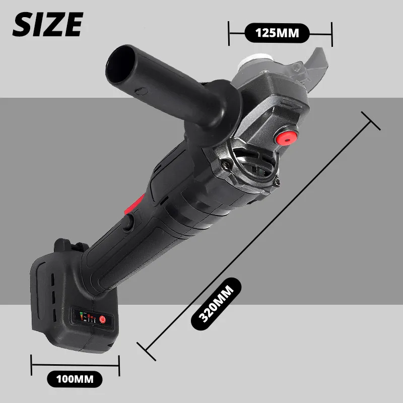 

800W 125mm Brushless Cordless Angle Grinder 3 Speed For DIY Woodworking Power Tool Cutting Machine Polisher Makita 18V Battery