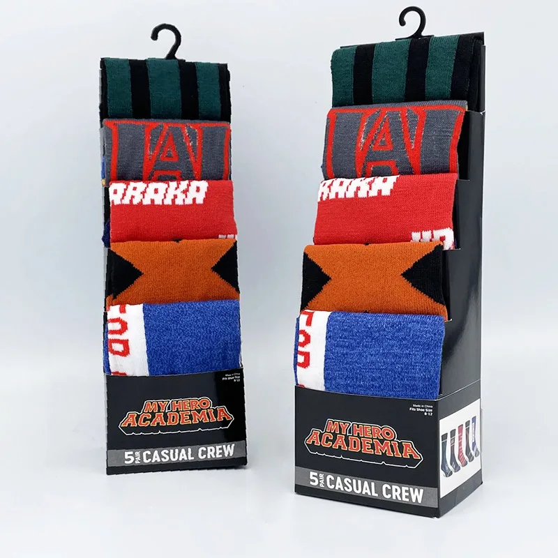 

New 5 pairs of boxed men's tube socks Summer casual European and American cartoon four seasons men's socks