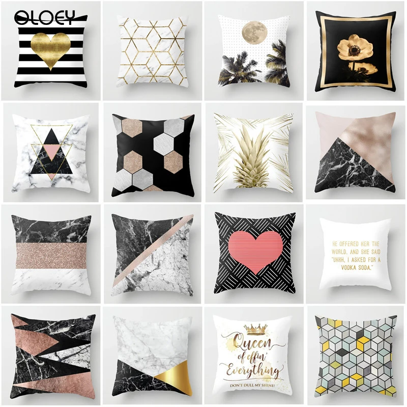 Бронзовая подушка полиэстер с геометрическим принтом домашний декор наволочки