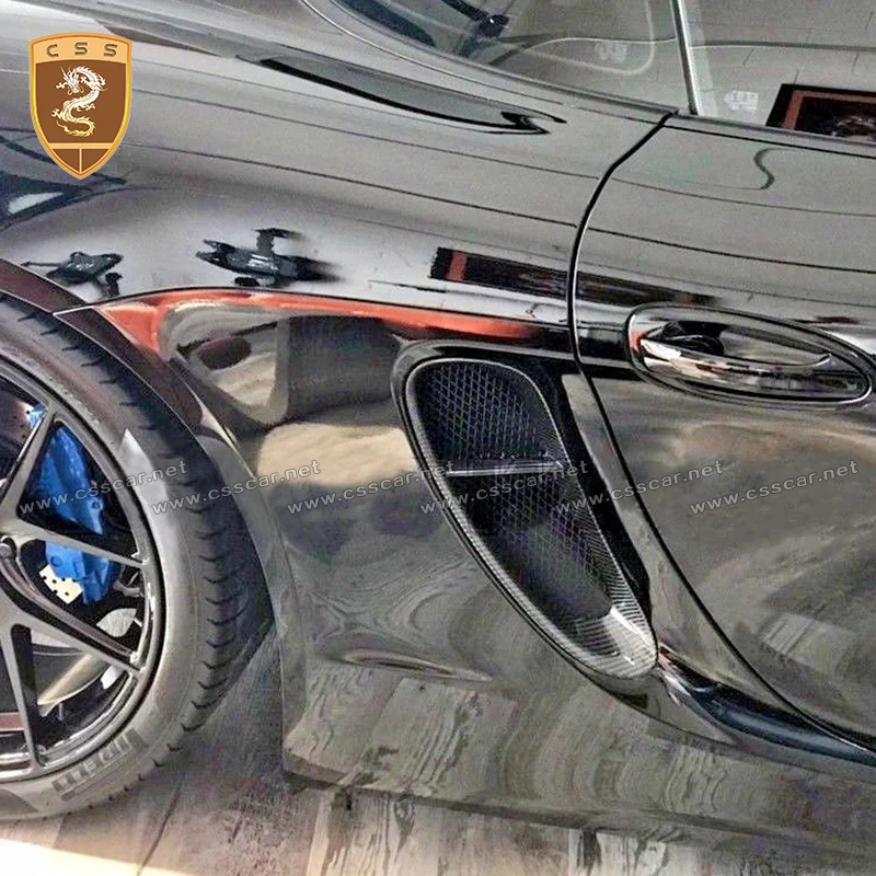 2012 2016 для Porsche Boxster Cayman 981 боковые отверстия из углеродного волокна с решеткой