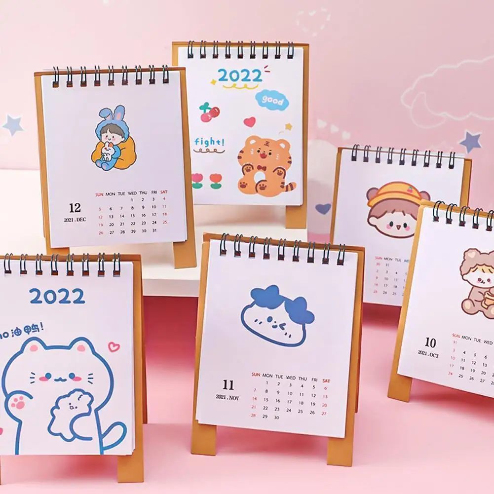 

2022 Calendar Book Cartoon Animal Mini Desktop Paper Memo Agenda Notes Planner Schedule Organizer Daily Annual Simple Calen W3L3