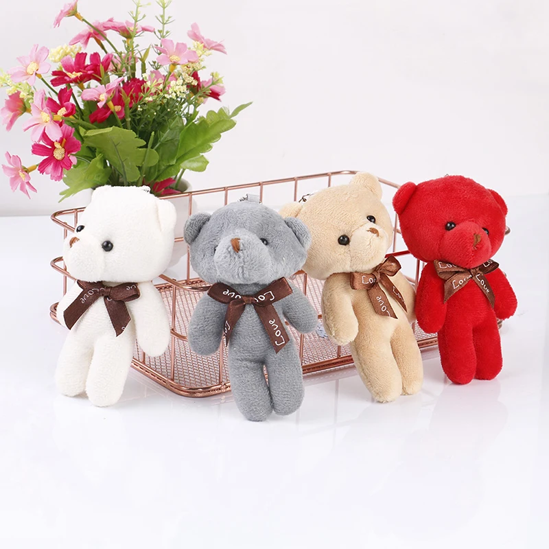 

Small Size 10cm Approx Colors Bear Plush Stuffed Toy Wedding Gift love bears Bouquet Decor Doll toys