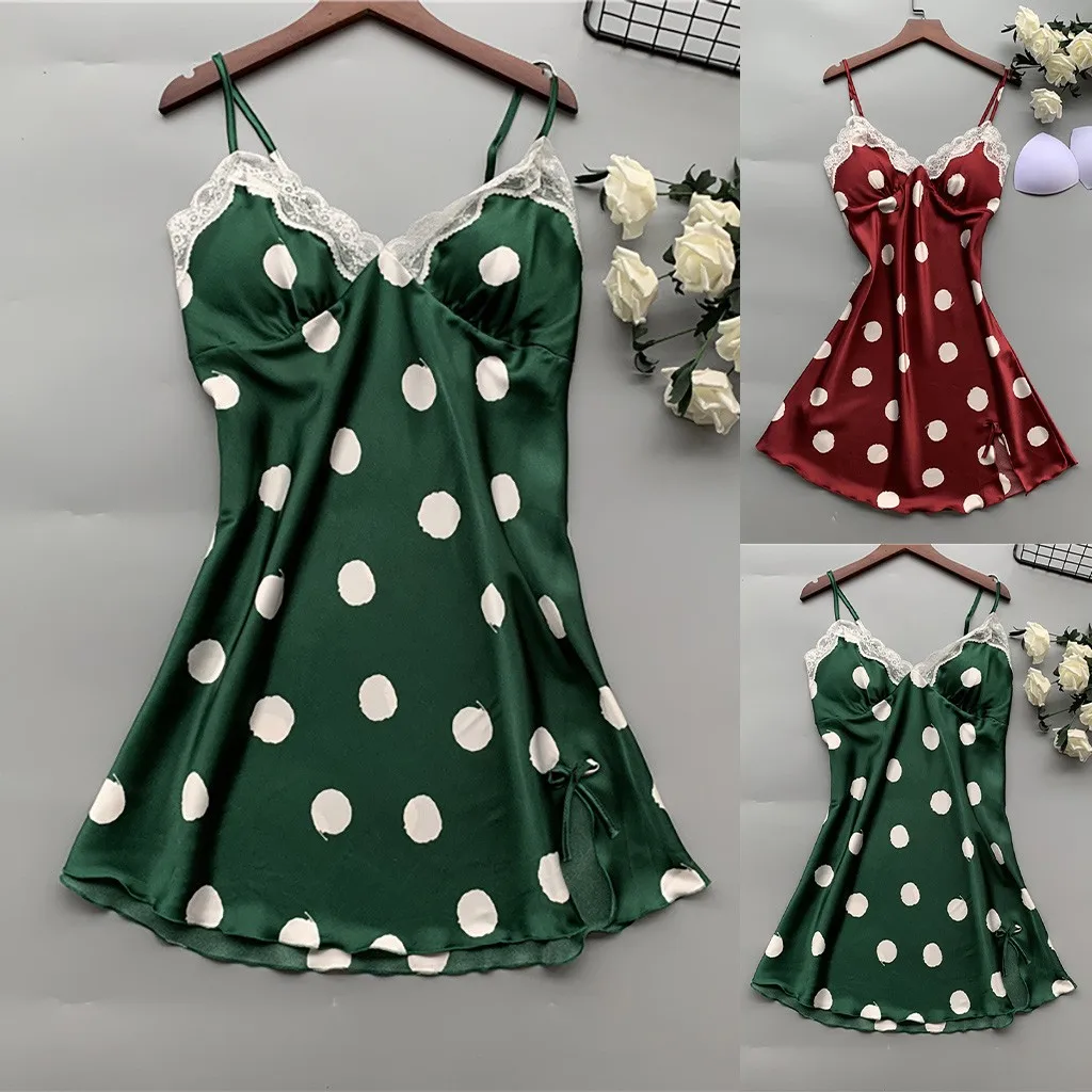 Женское атласное нижнее белье шелковая пижама с v образным вырезом и кружевом