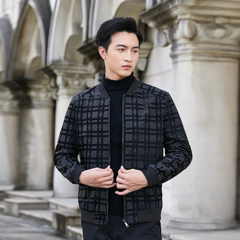 

2021 New Middle-Aged and Elderly Men's Leather Coat Middle-Aged Baseball Collar round Neck Casual Jacket Coat