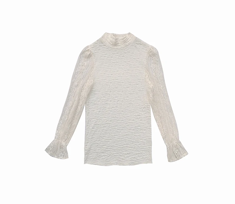

Spring new Korean Fashion Lace Long Sleeve Shirt sexy hollow slim top