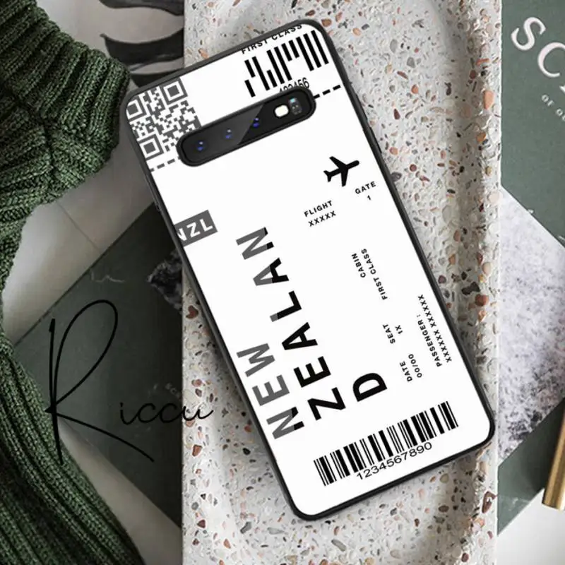 

Fly AIR tickets Travel Label Country Phone Case Tempered Glass For Samsung S20 Plus S7 S8 S9 S10E Plus Note 8 9 10 Plus A7 2018