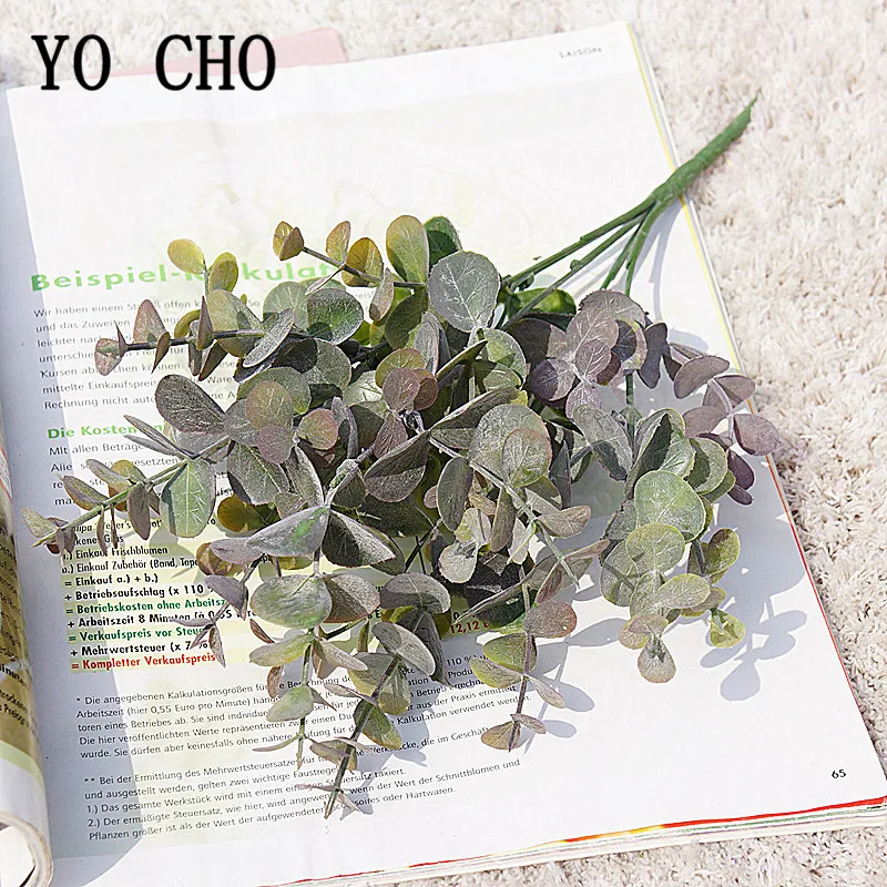 

YO CHO Artificial Plant Eucalyptus Leaves Plastic Green Plants Fake Eucalyptus Leaves DIY Home Wedding Forest Style Decorations