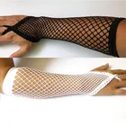 Женские длинные черные ажурные перчатки, весенне-летние сетчатые солнцезащитные перчатки с отверстиями, женские готические Нескользящие рукава в стиле панк-рок для вождения