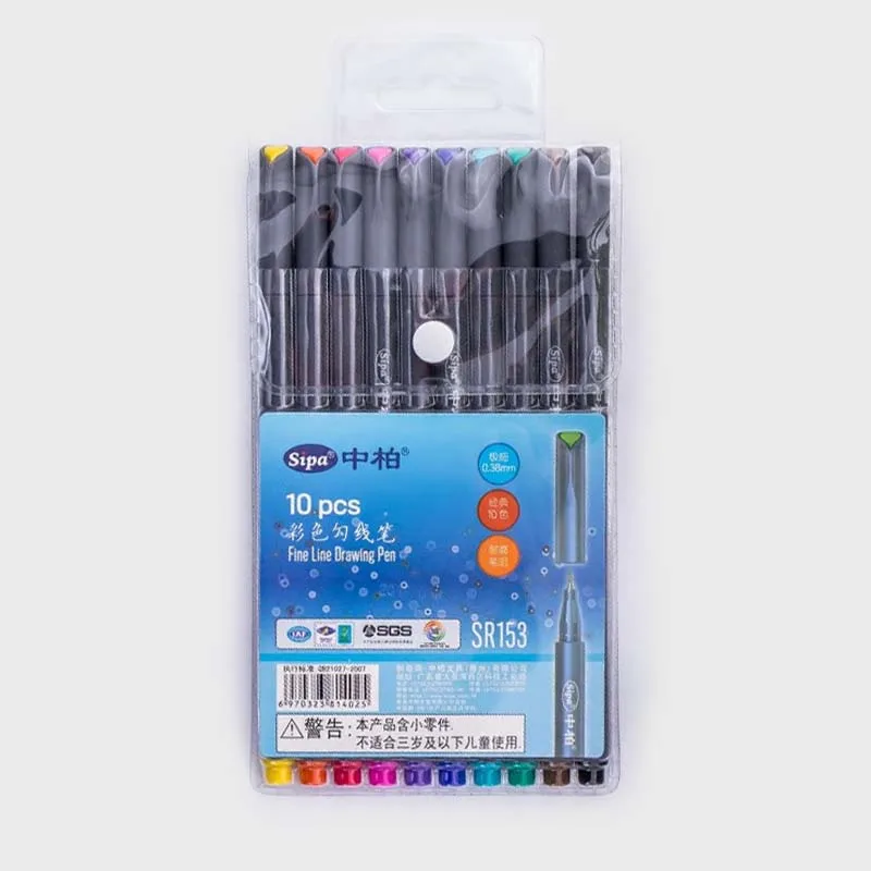 10colors Sipa 10 шт./компл. 0,38 мм красочные волокна маркер для белой доски комплект Fineliners картина фломастер, тонкая ручка маркеры эскизный чертёж искусства - Цвет: 10colors